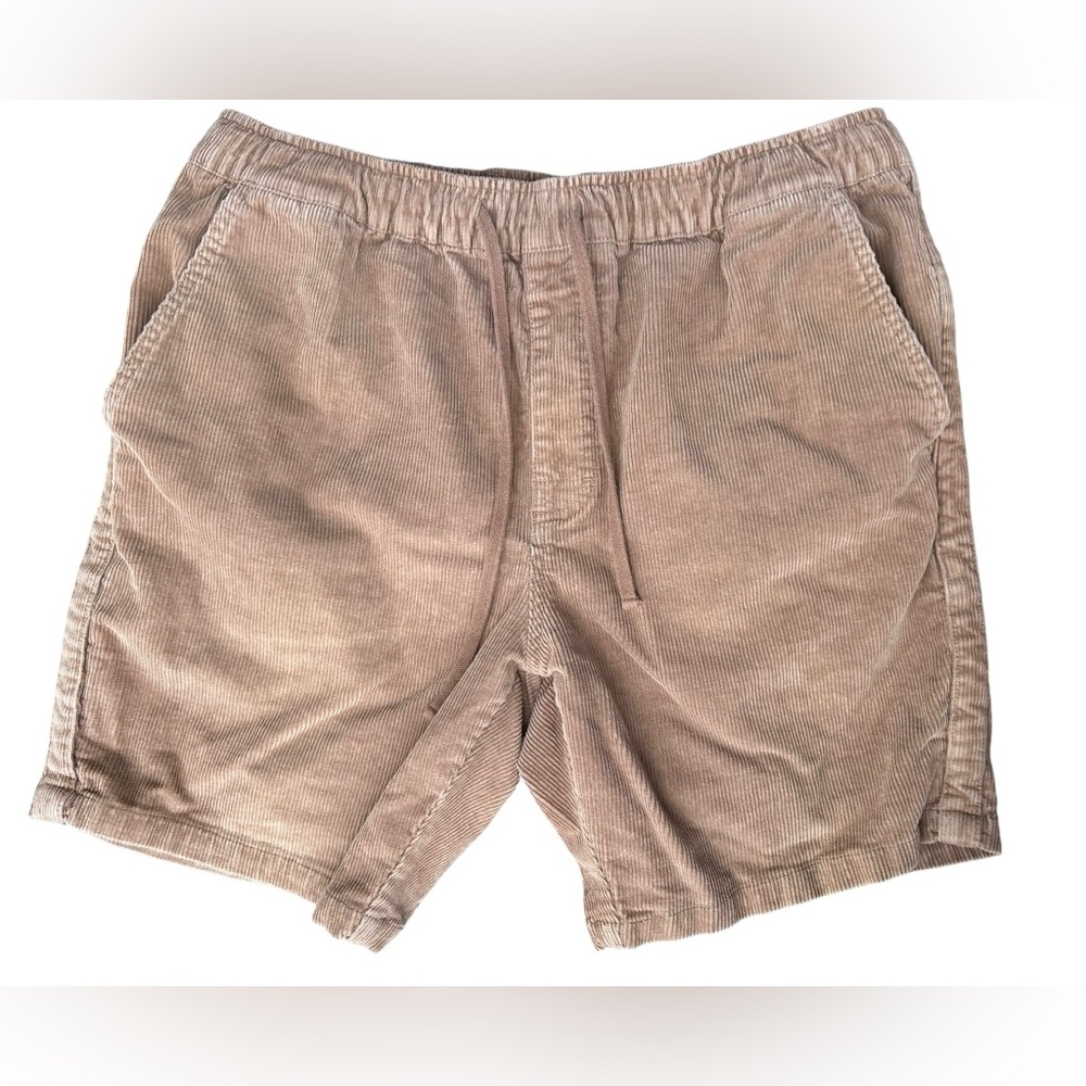 Katin Corduroy Local Shorts Large Cord Tan Brown Drawstring‎ Elastic Waist 7.5”